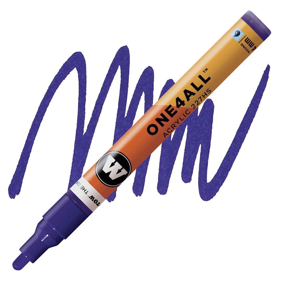 Open in modal - Molotow One4All Acrylic Marker - 4 mm Tip, Violet Dark, Bullet Tip marker and swatch