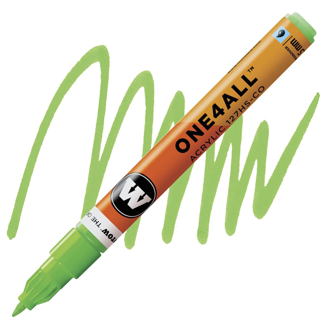 Open in modal - Molotow One4All Acrylic Marker - 1.5 mm Tip, Neon Green Fluorescent marker and swatch