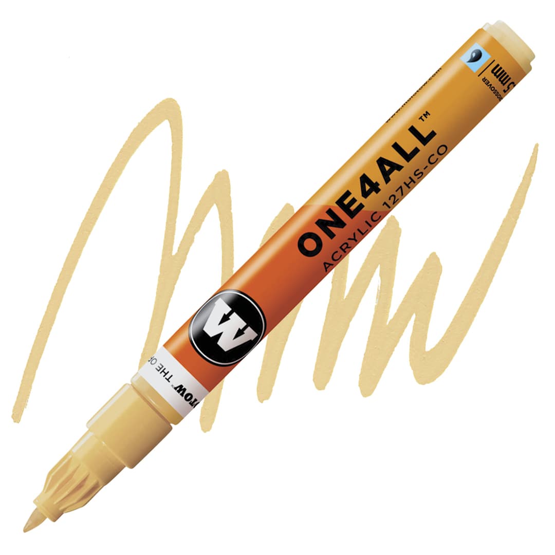 Open in modal - Molotow One4All Acrylic Marker - 1.5 mm Tip, Sahara Beige Pastel marker and swatch