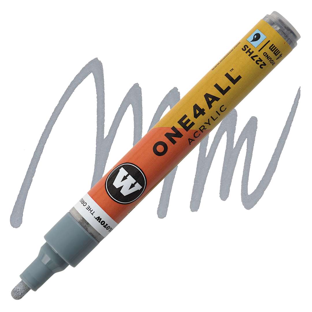 Open in modal - Molotow One4All Acrylic Marker - 4 mm Tip, Cool Grey Pastel, Bullet Tip marker and swatch