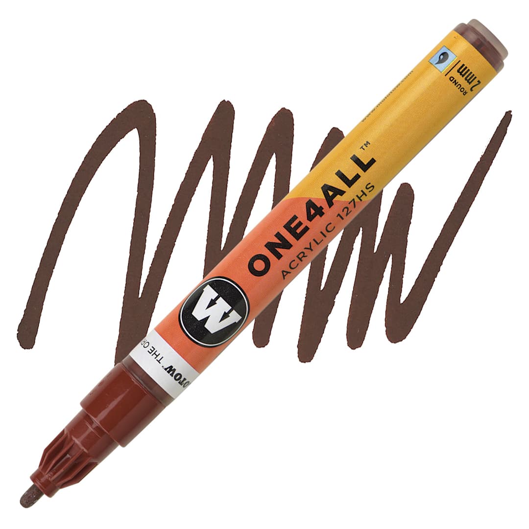Open in modal - Molotow One4All Acrylic Marker - 2 mm Tip, Hazelnut, Bullet Tip marker and swatch