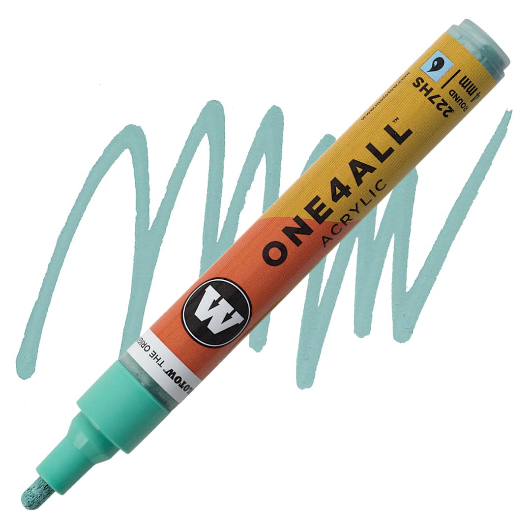 Open in modal - Molotow One4All Acrylic Marker - 4 mm Tip, Lago Blue Pastel, Bullet Tip marker and swatch