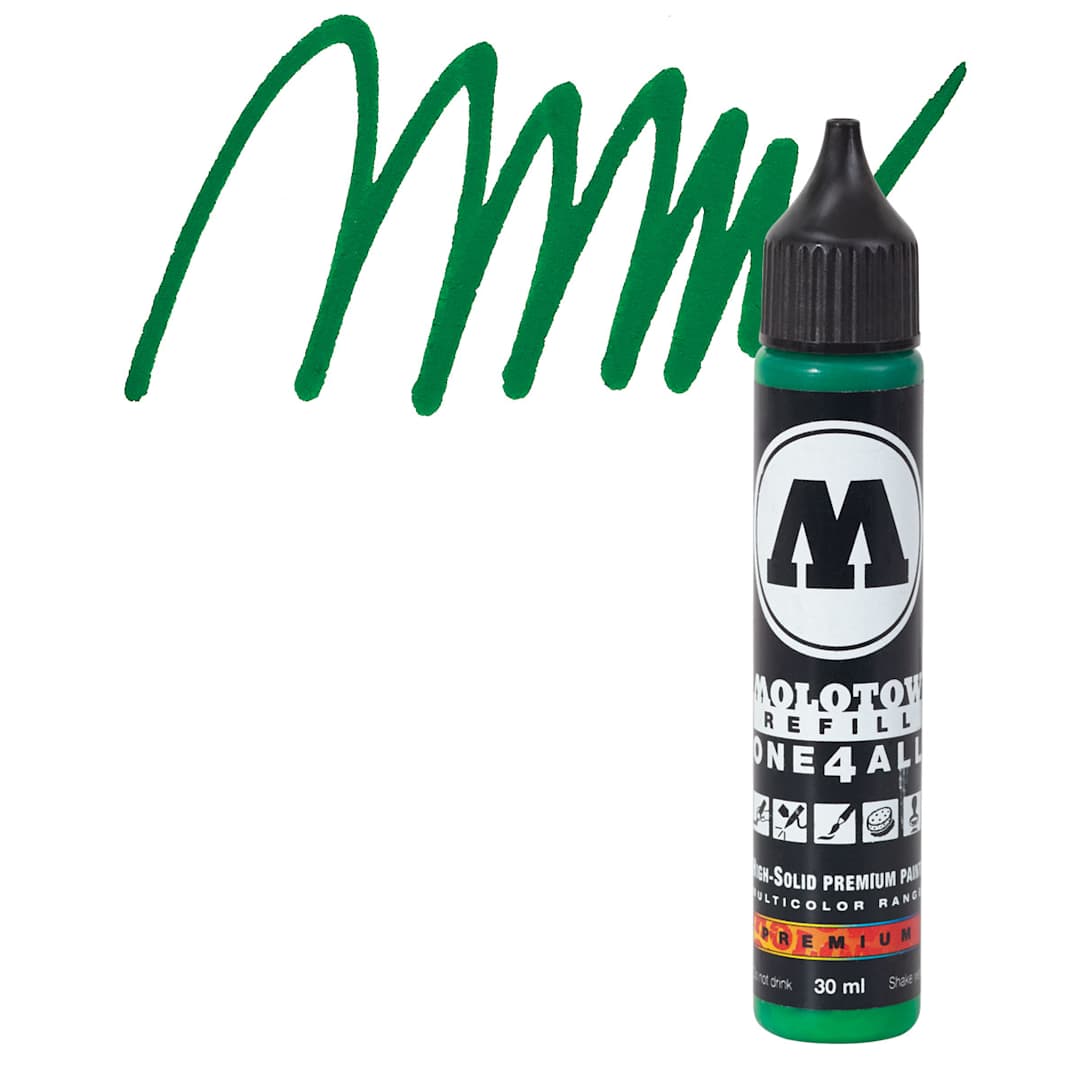 Open in modal - Molotow One4All Acrylic Marker Refill - 30 ml, Mister Green and swatch