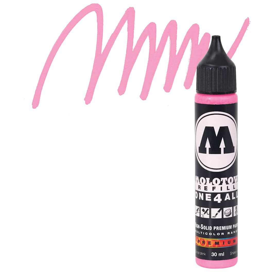 Open in modal - Molotow One4All Acrylic Marker Refill - 30 ml, Neon Pink Fluorescent and swatch