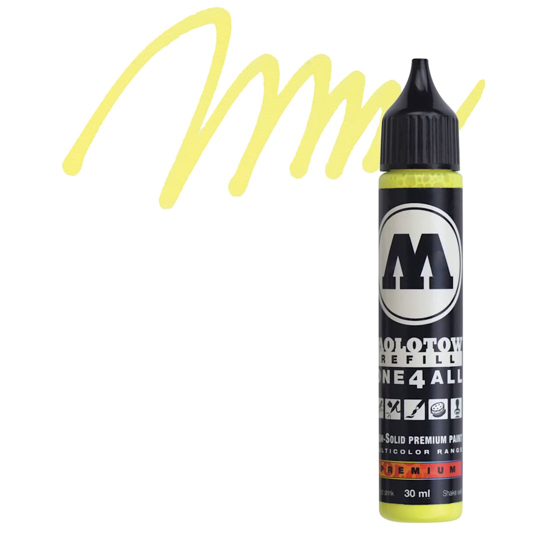 Open in modal - Molotow One4All Acrylic Marker Refill - 30 ml, Neon Yellow Fluorescent and swatch