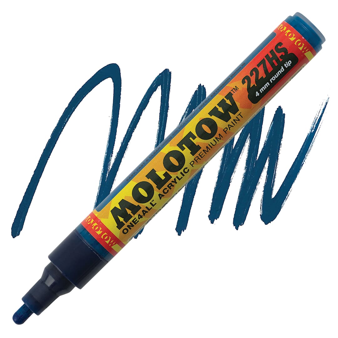 Open in modal - Molotow One4All Acrylic Marker - 4 mm Tip, Petrol, Bullet Tip marker and swatch