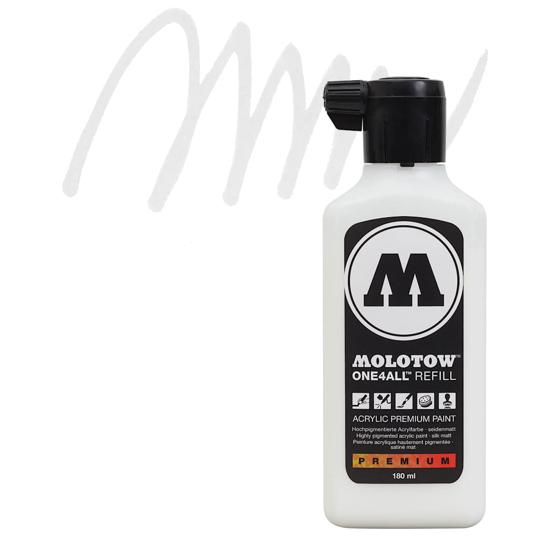 Open in modal - Molotow One4All Acrylic Marker Refill - 180 ml, Signal White and swatch