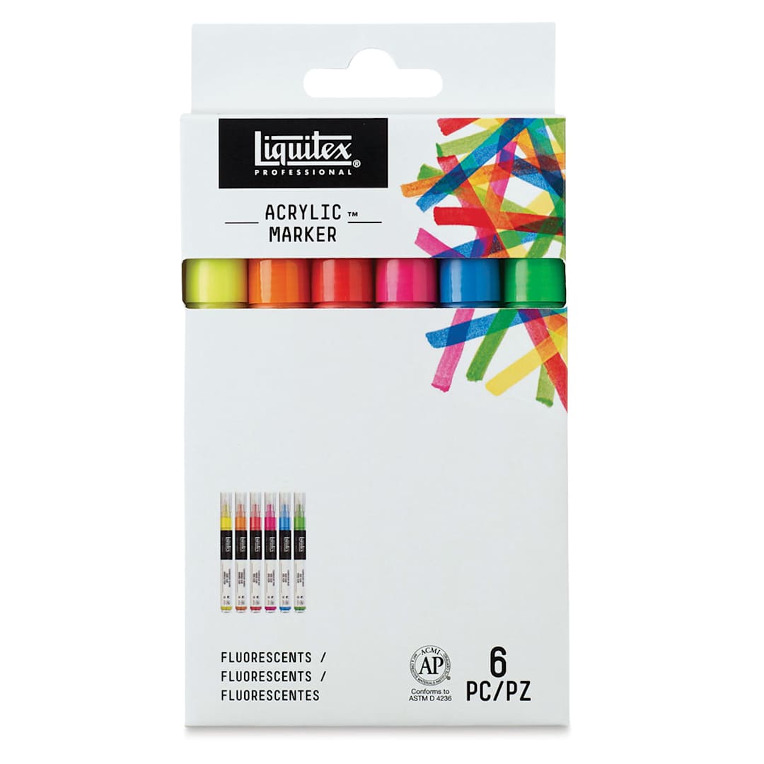 Open in modal - Liquitex Paint Marker - Fluorescent Colors, Set of 6, front of the packaging