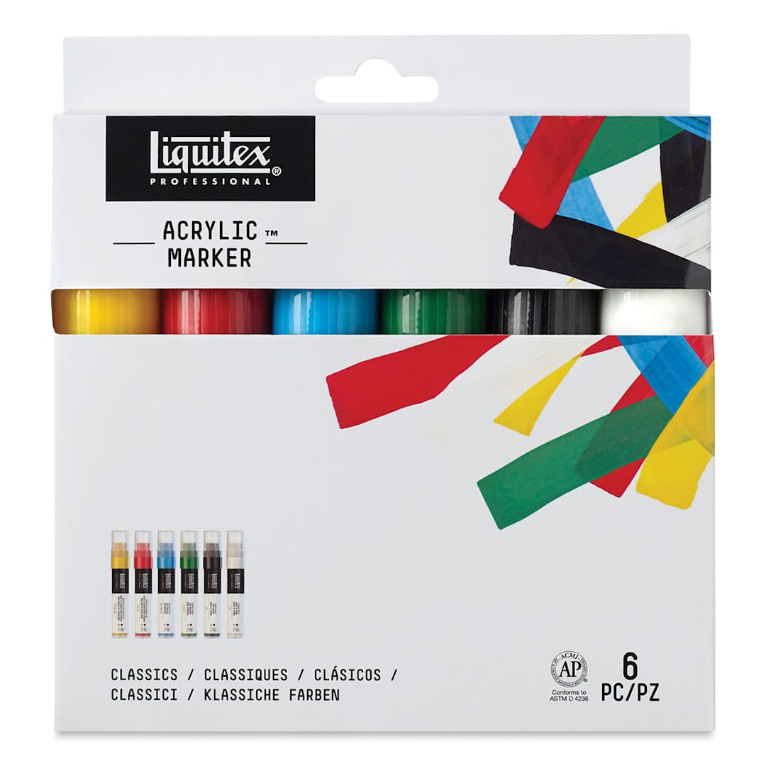 Open in modal - Liquitex Paint Markers - Classics, Set of 6, front of the packaging