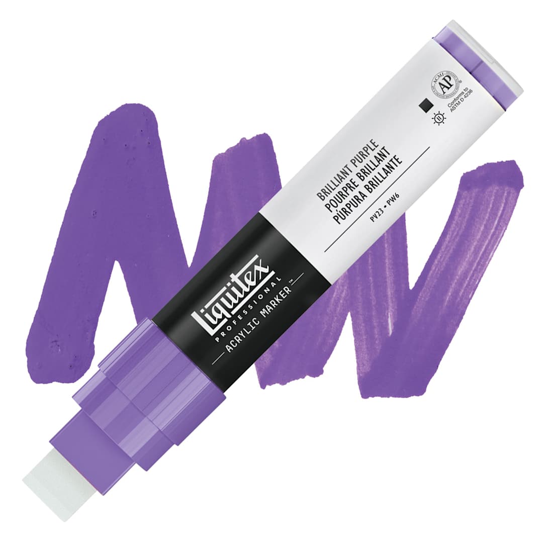 Open in modal - Liquitex Paint Marker - Brilliant Purple, 15mm Tip marker and swatch