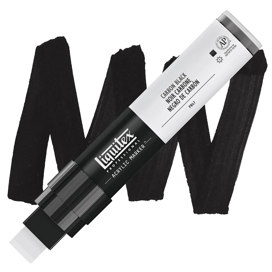 Open in modal - Liquitex Paint Marker - Carbon Black, 15mm Tip marker and swatch