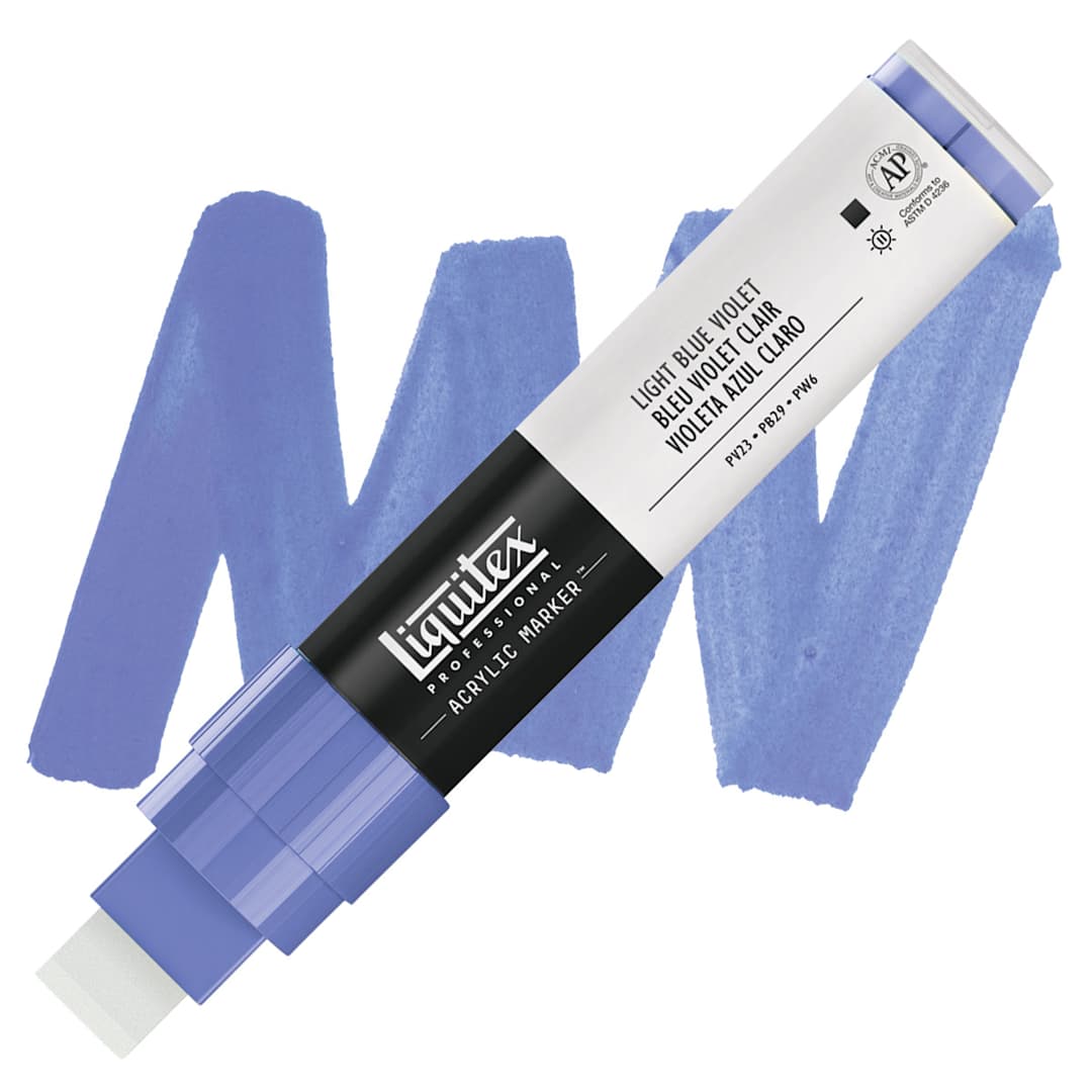 Open in modal - Liquitex Paint Marker - Light Blue Violet, 15mm Tip marker and swatch