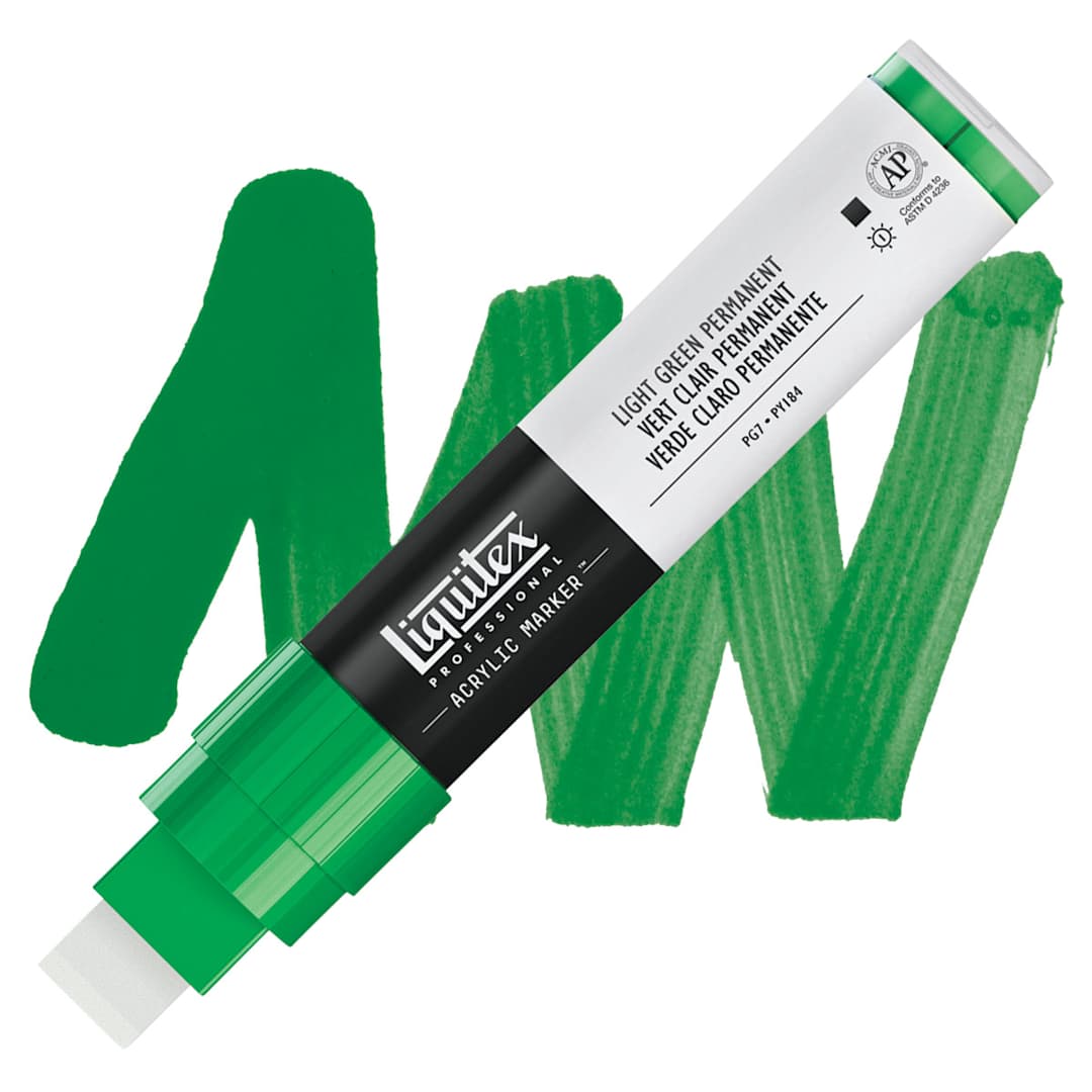 Open in modal - Liquitex Paint Marker - Light Green Permanent, 15mm Tip marker and swatch