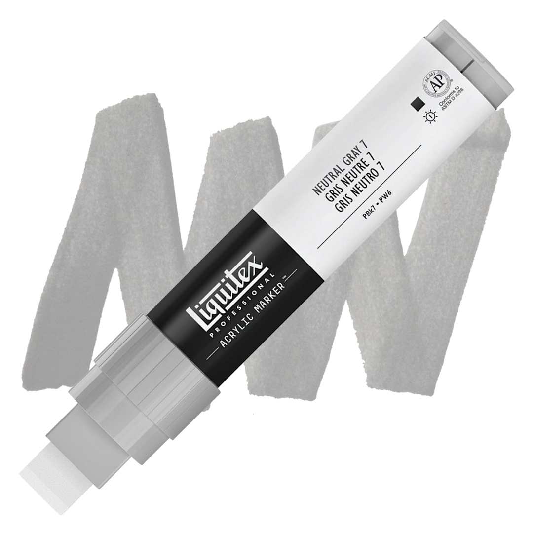Open in modal - Liquitex Paint Marker - Neutral Gray 7, 15mm Tip marker and swatch