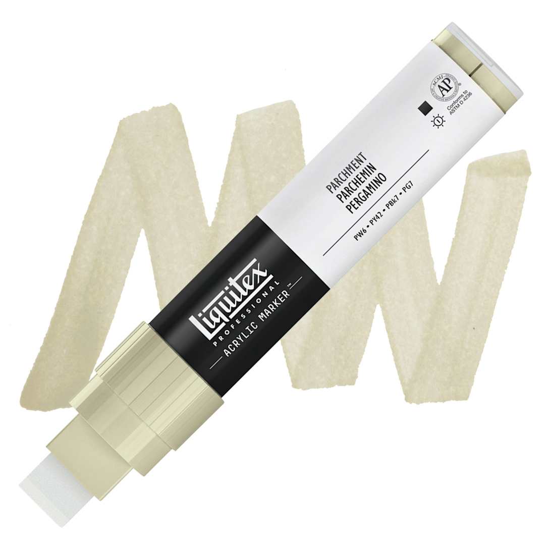 Open in modal - Liquitex Paint Marker - Parchment, 15mm Tip marker and swatch