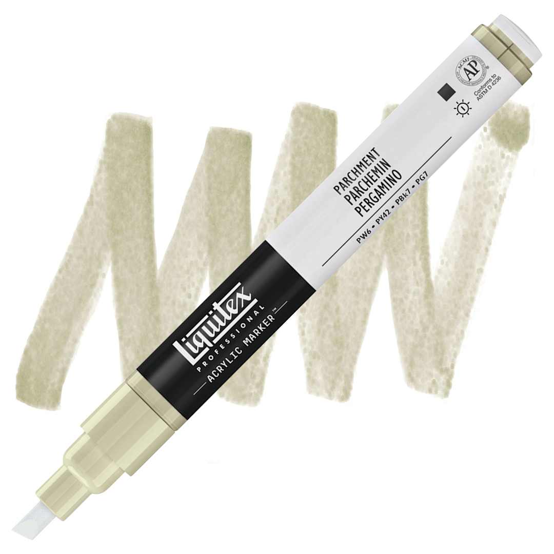 Open in modal - Liquitex Paint Marker - Parchment, 2mm Tip marker and swatch