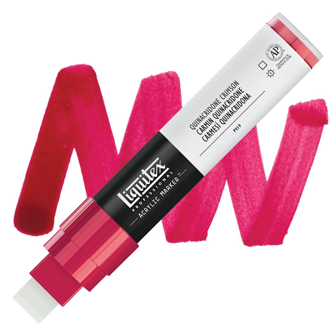 Open in modal - Liquitex Paint Marker - Quinacridone Crimson, 15mm Tip marker and swatch