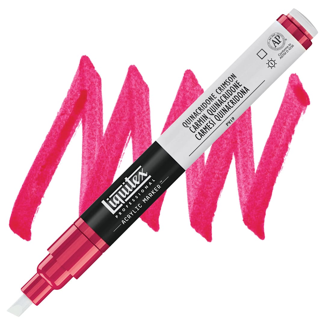 Open in modal - Liquitex Paint Marker - Quinacridone Crimson, 2mm Tip marker and swatch
