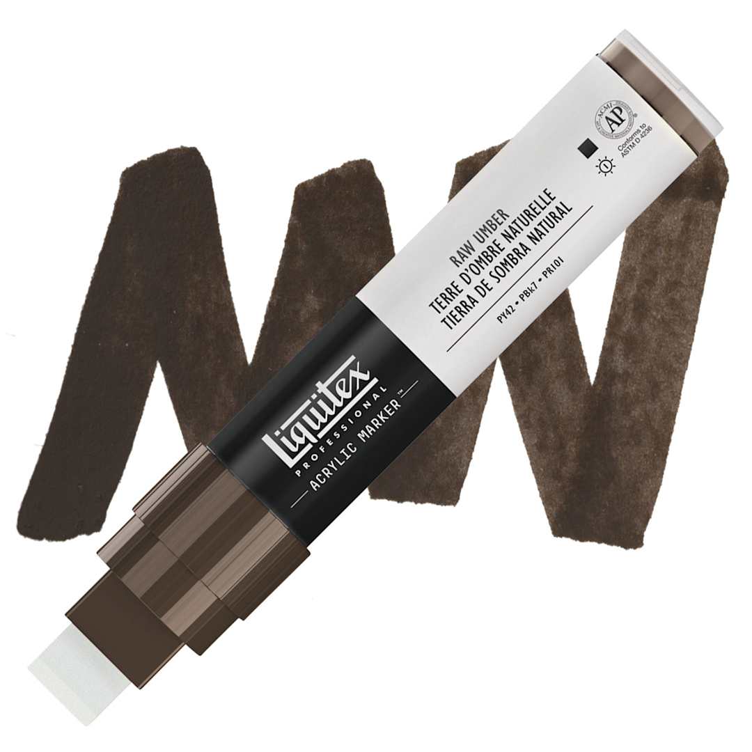 Open in modal - Liquitex Paint Marker - Raw Umber, 15mm Tip marker and swatch