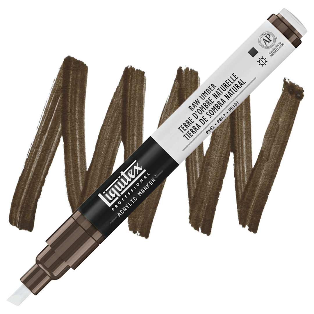 Open in modal - Liquitex Paint Marker - Raw Umber, 2mm Tip marker and swatch