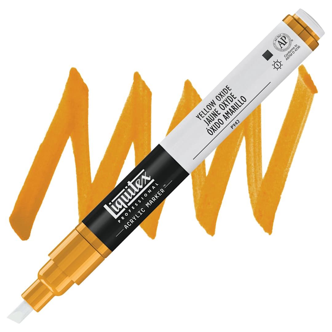 Open in modal - Liquitex Paint Marker - Yellow Oxide, 2mm Tip marker and swatch
