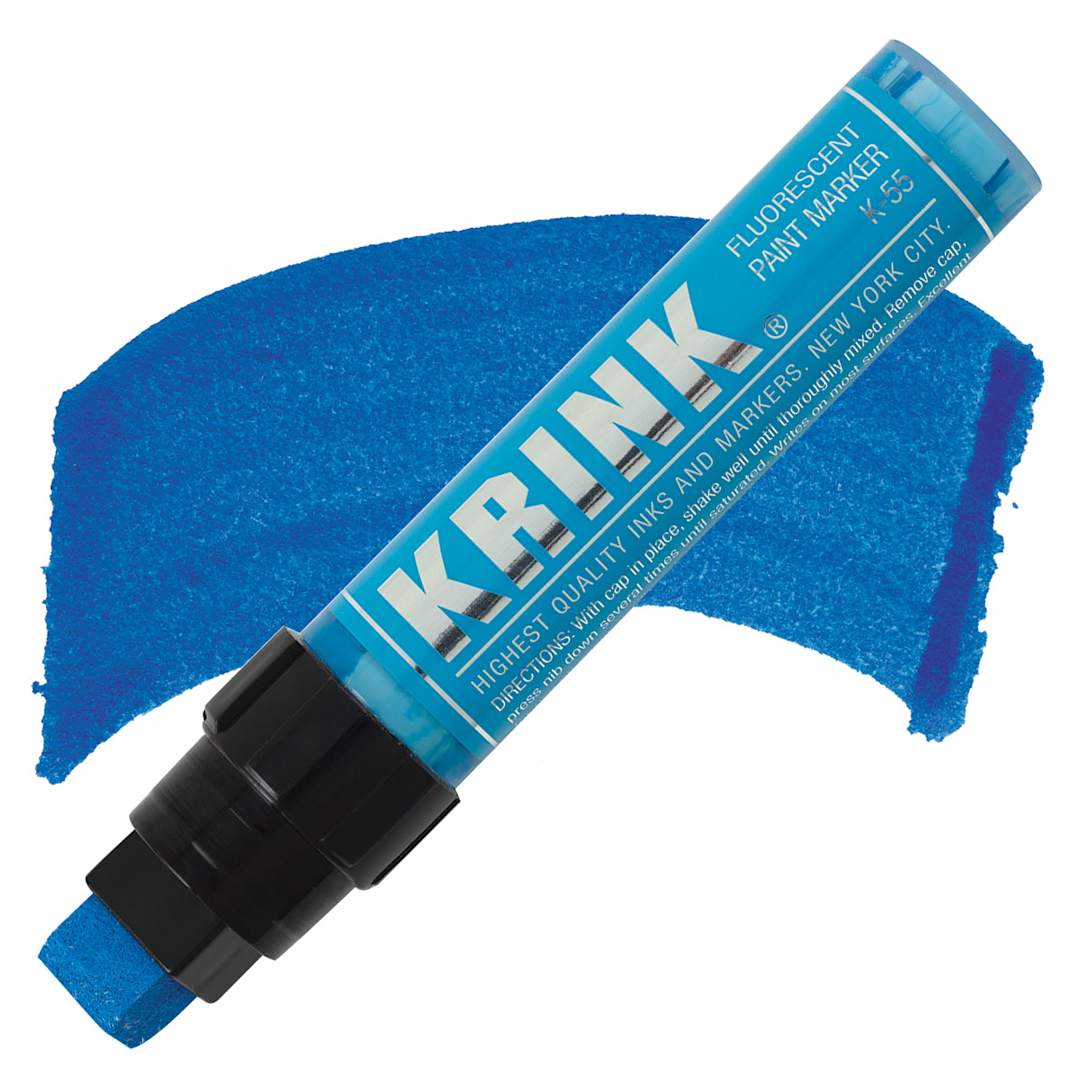 Open in modal - Krink K-55 Paint Marker - Fluorescent Blue marker and swatch