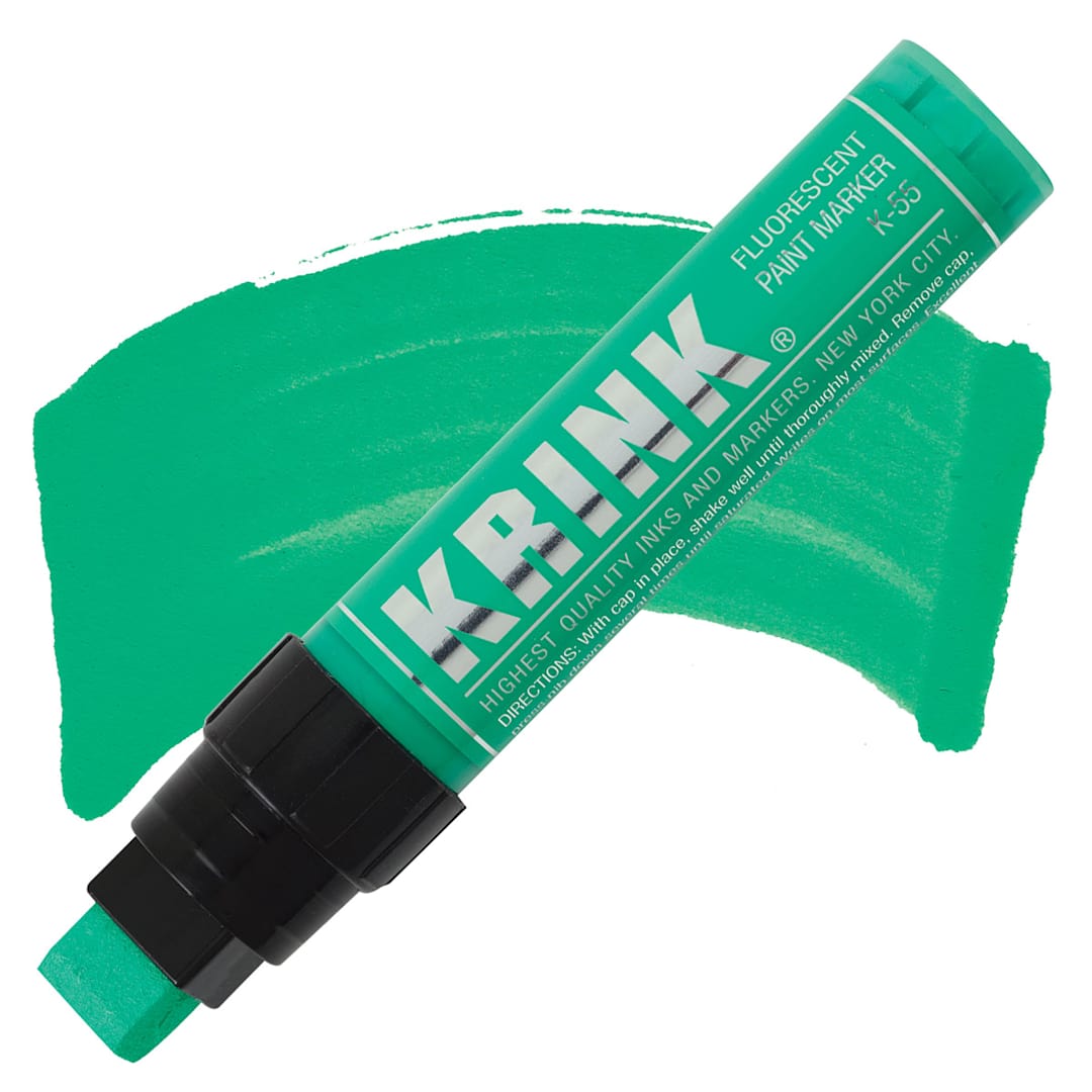 Open in modal - Krink K-55 Paint Marker - Fluorescent Green marker and swatch