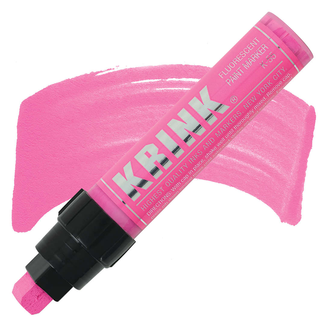 Open in modal - Krink K-55 Paint Marker - Fluorescent Pink marker and swatch