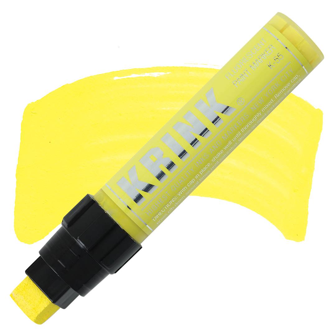 Open in modal - Krink K-55 Paint Marker - Fluorescent Yellow marker and swatch