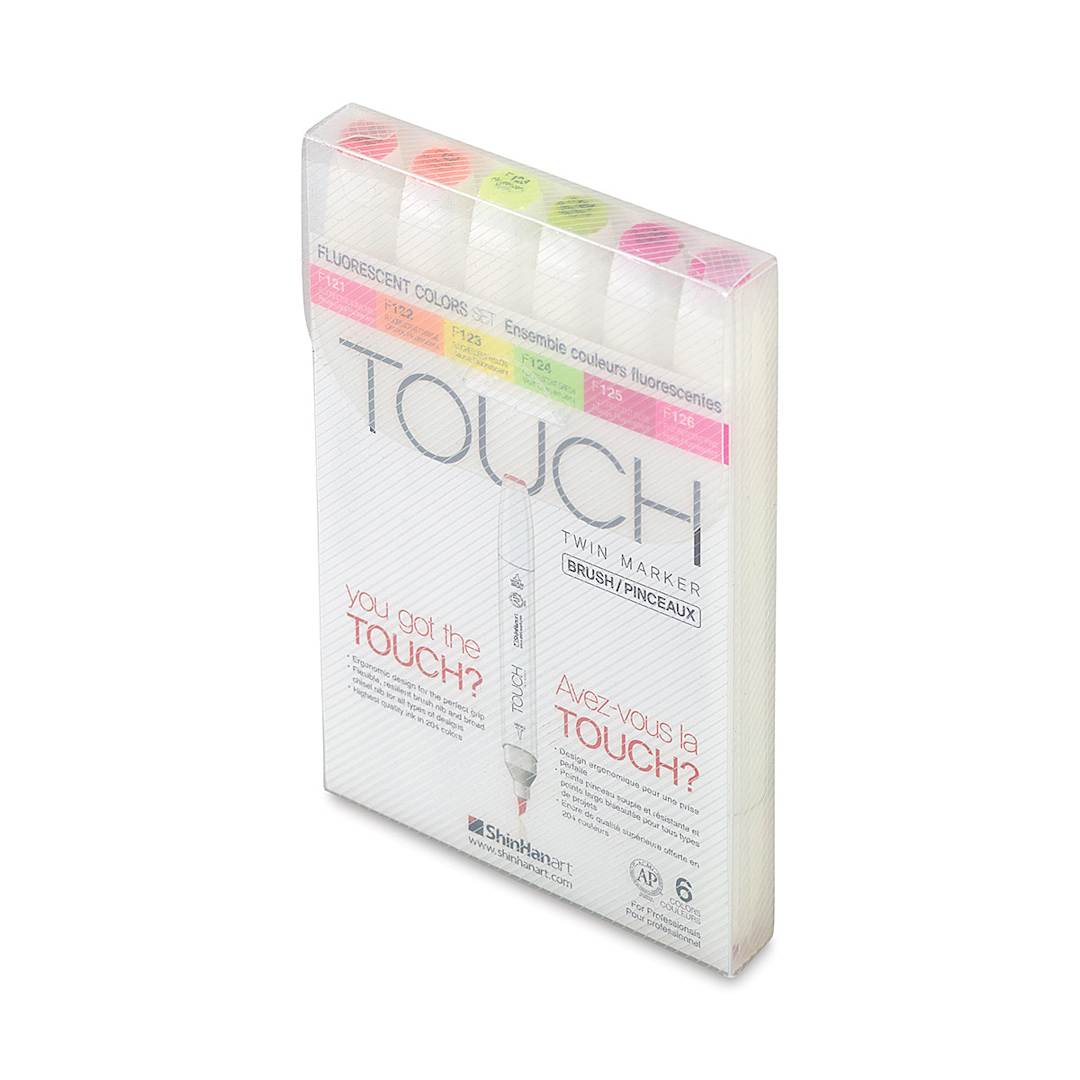 Open in modal - ShinHan Touch Twin Brush Markers - Fluorescents, Set of 6