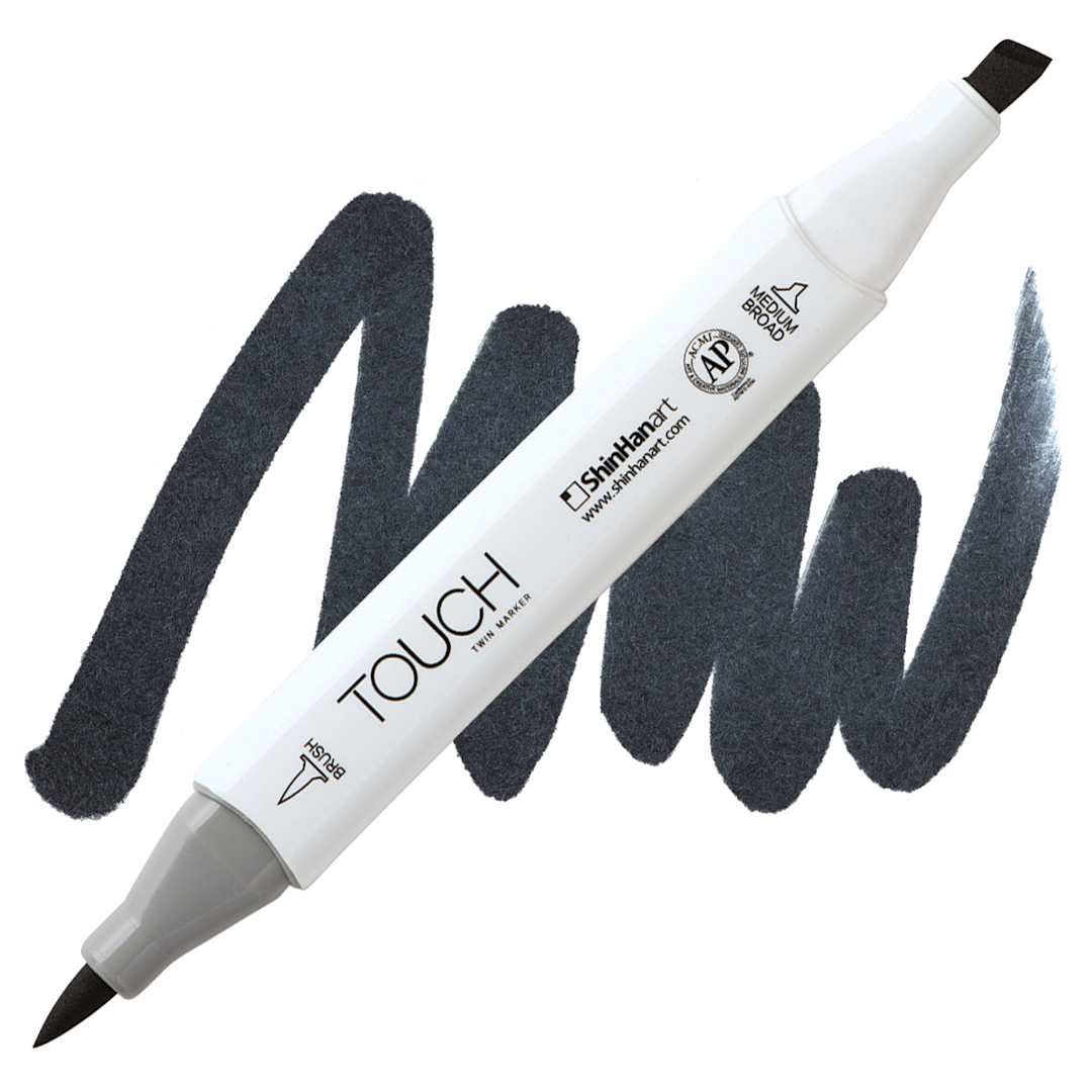 Open in modal - Shinhan Touch Twin Brush Marker- Black 120 marker and swatch