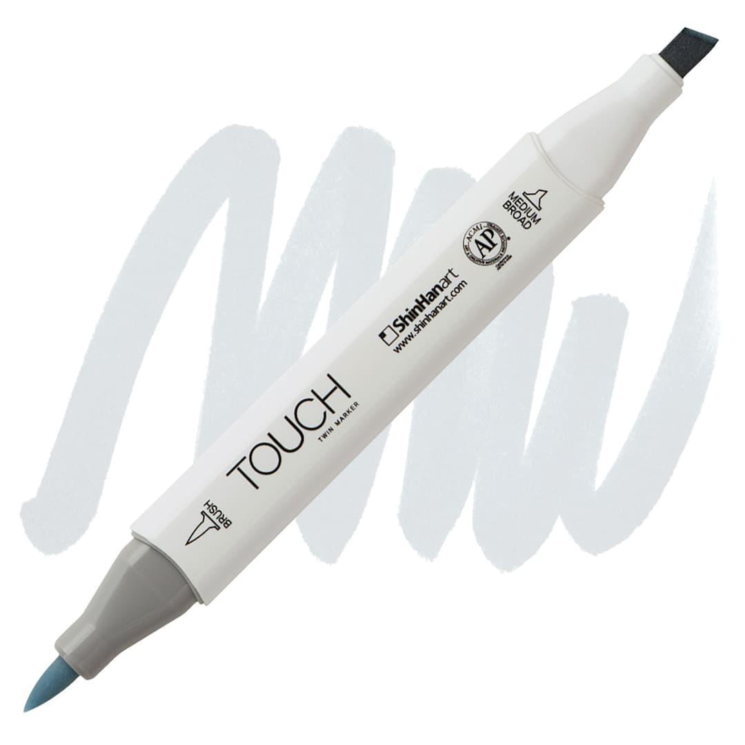 Open in modal - Shinhan Touch Twin Brush Marker - Blue Grey 1 BG1 marker and swatch