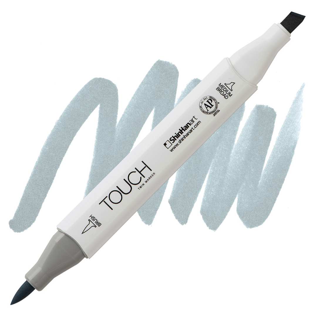 Open in modal - Shinhan Touch Twin Brush Marker - Blue Grey 3 marker and swatch