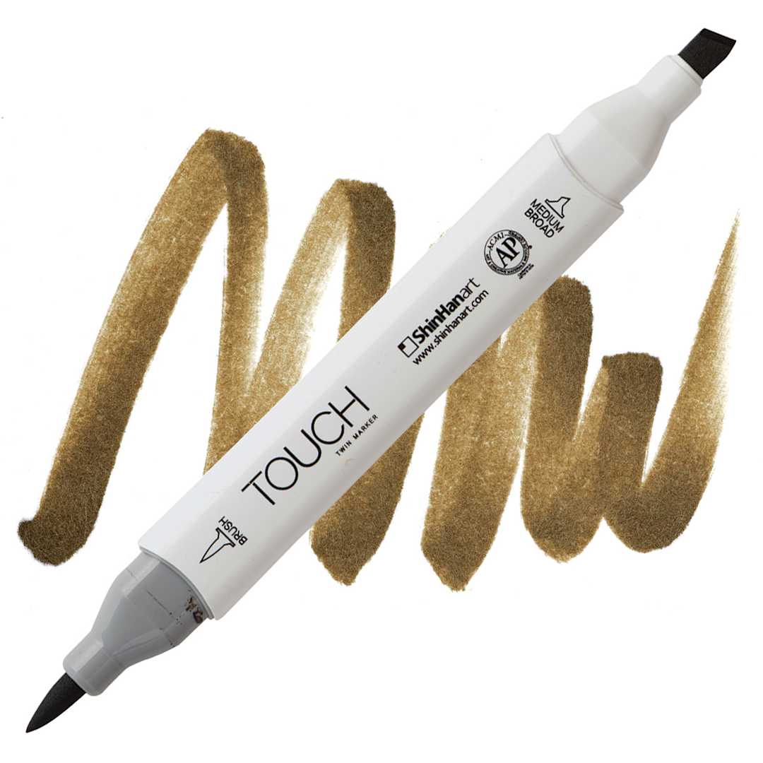 Open in modal - ShinHan Touch Twin Brush Marker - Bronze BR99 marker and swatch