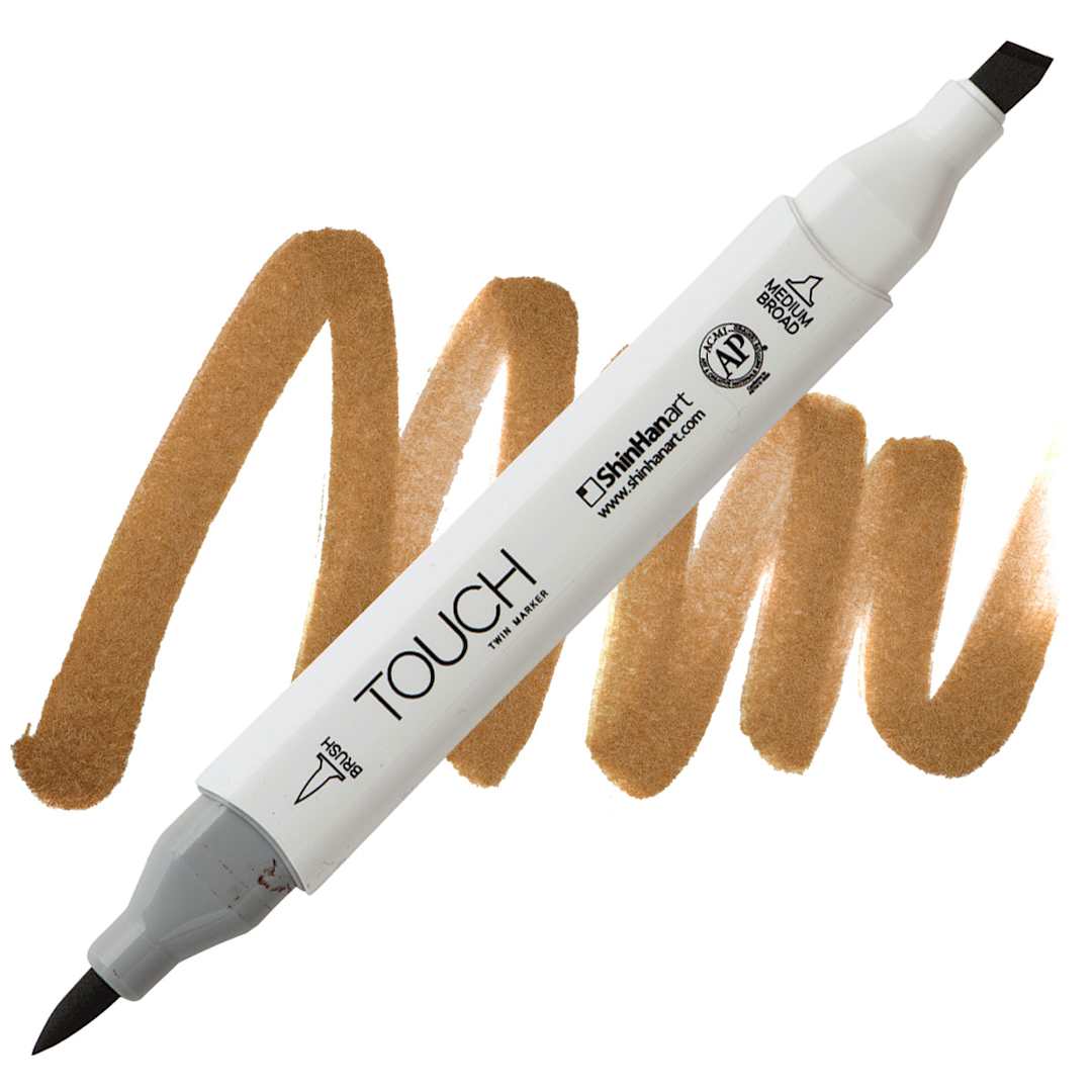 Open in modal - ShinHan Touch Twin Brush Marker - Burnt Sienna BR95 marker and swatch