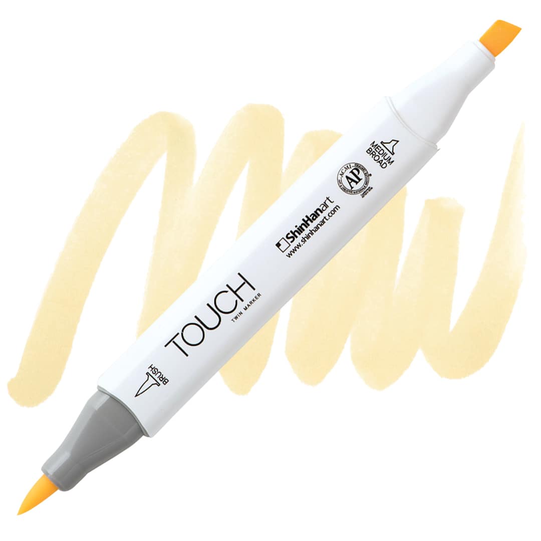 Open in modal - ShinHan Touch Twin Brush Marker - Buttercup Yellow Y141 marker and swatch