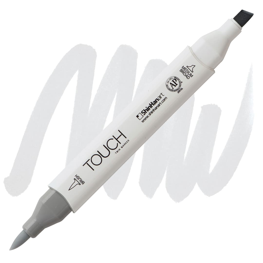 Open in modal - Shinhan Touch Twin Brush Marker - Blue Grey 1 BG1 marker and swatch
