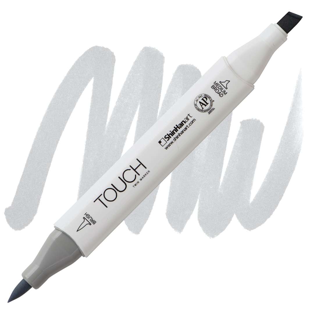 Open in modal - ShinHan Touch Twin Brush Marker - Cool Grey 1 CG1 marker and swatch