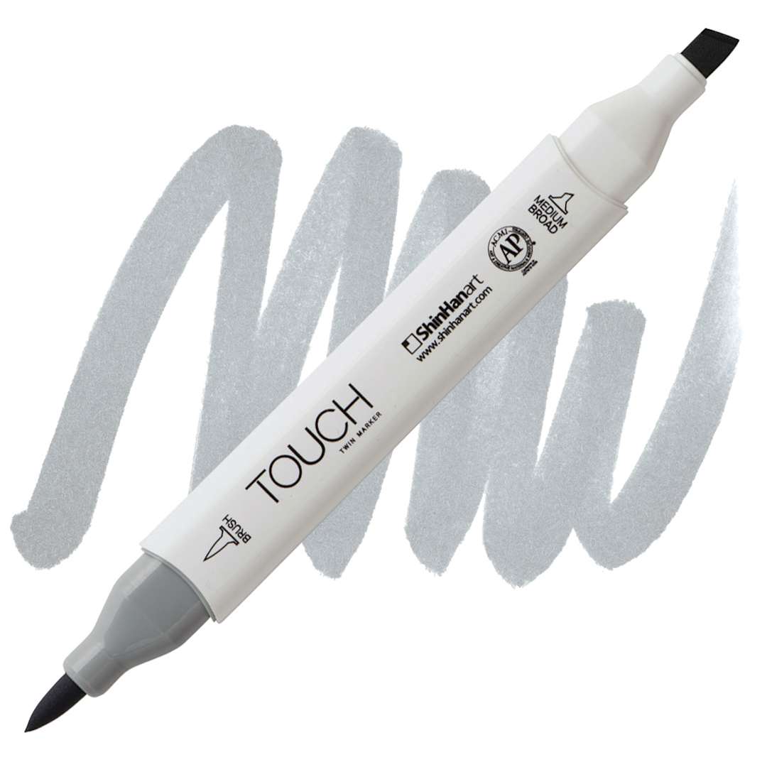 Open in modal - ShinHan Touch Twin Brush Marker - Cool Grey 3 CG3 marker and swatch