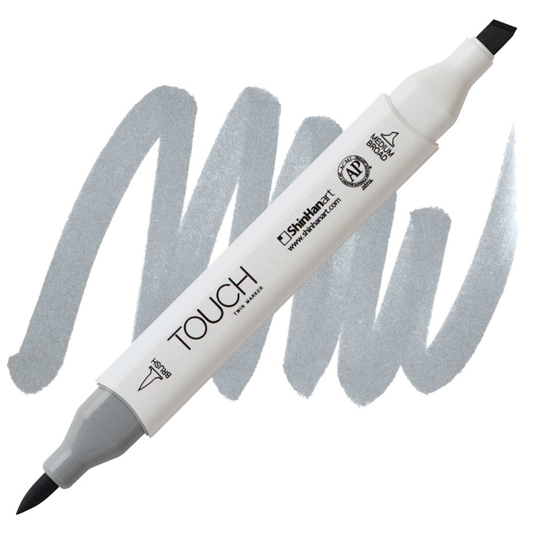 Open in modal - ShinHan Touch Twin Brush Marker - Cool Grey 4 CG4 marker and swatch