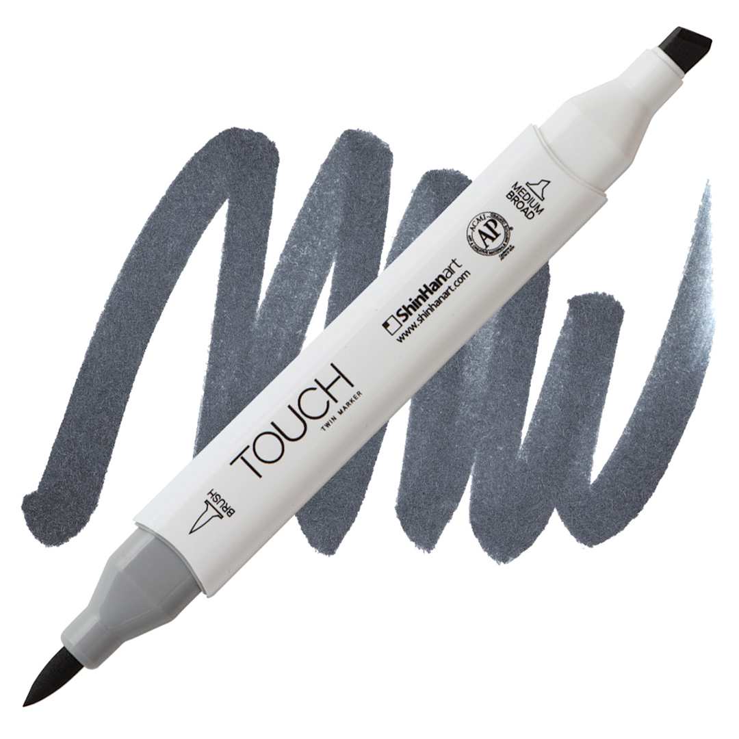 Open in modal - ShinHan Touch Twin Brush Marker - Cool Grey 8 CG8 marker and swatch