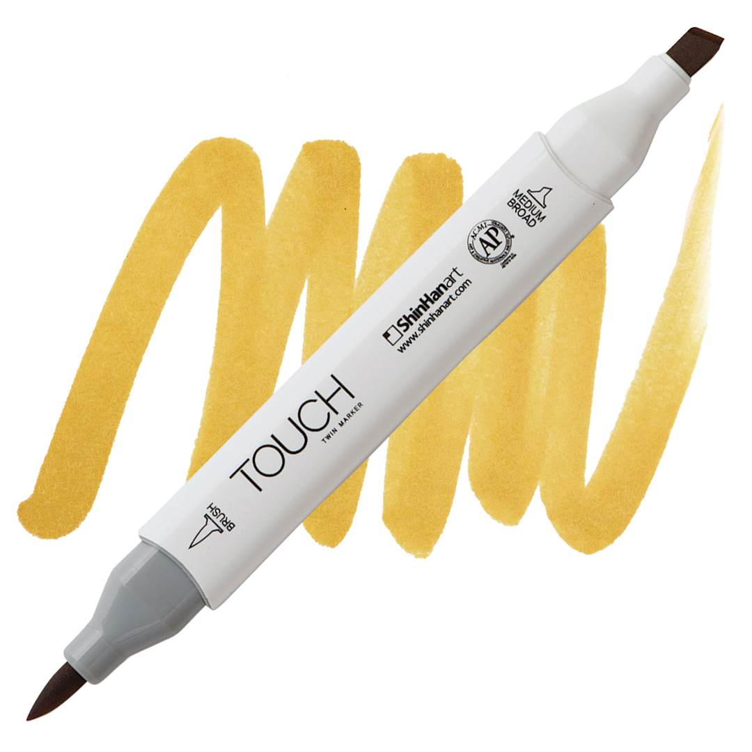Open in modal - ShinHan Touch Twin Brush Marker - Dark Yellow YR31 marker and swatch