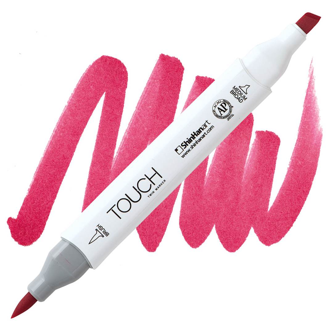 Open in modal - ShinHan Touch Twin Brush Marker - Deep Red R10 marker and swatch