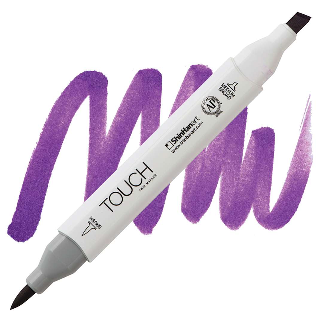 Open in modal - ShinHan Touch Twin Brush Marker - Deep Violet P81 marker and swatch