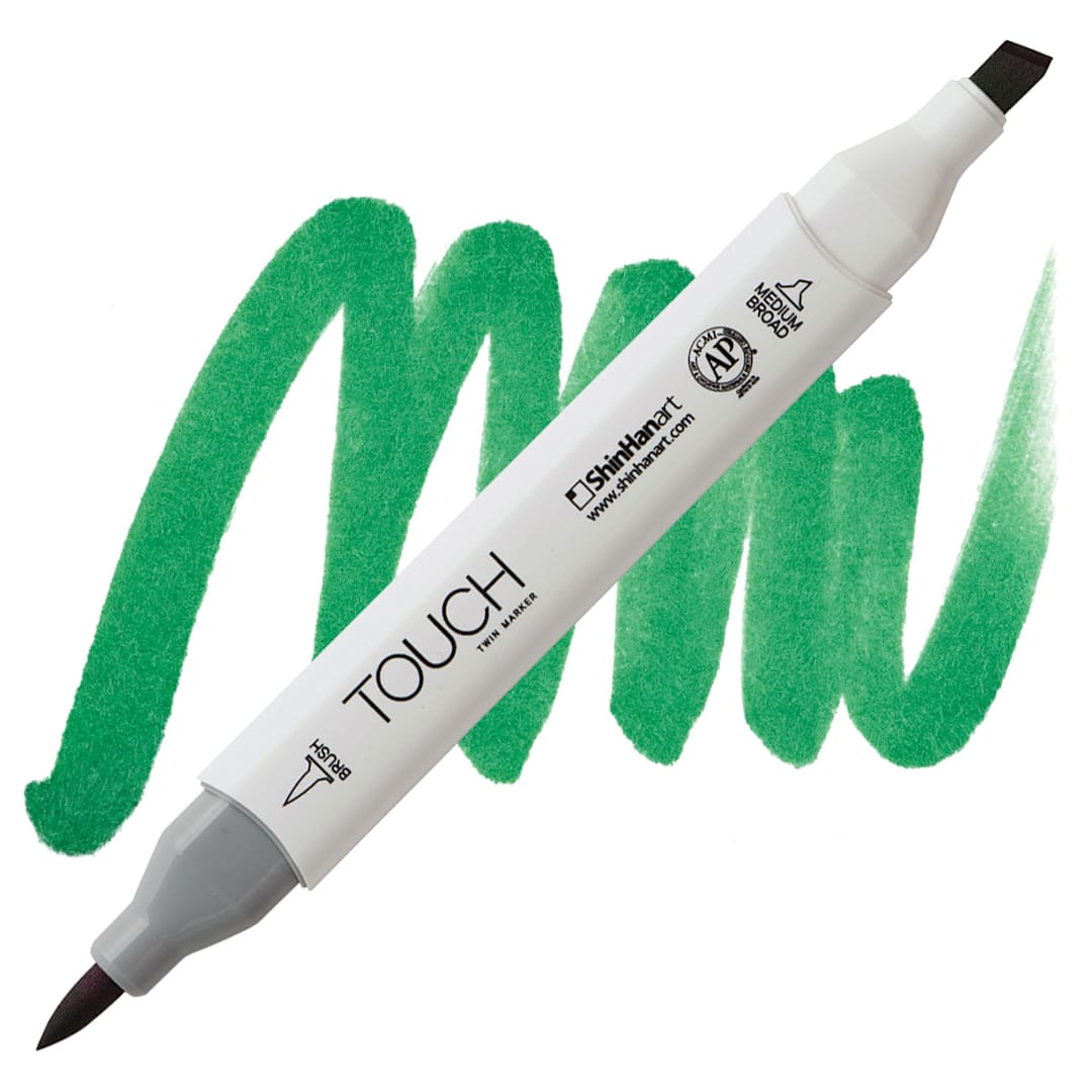 Open in modal - ShinHan Touch Twin Brush Marker - Emerald Green G55 marker and swatch