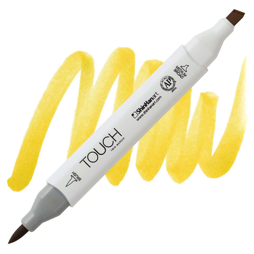 Open in modal - ShinHan Touch Twin Brush Marker - Fresh Green Y44 marker and swatch