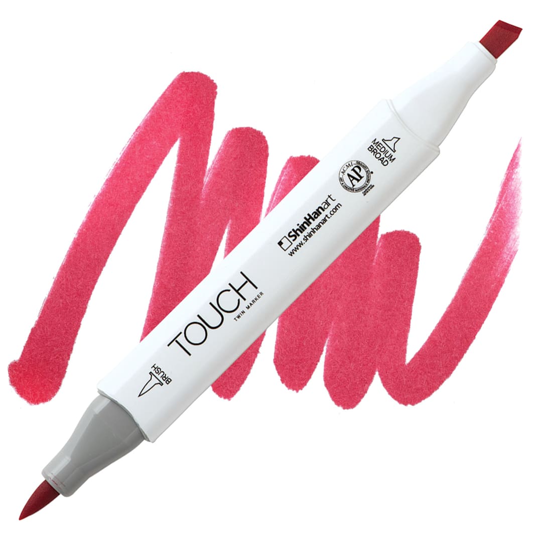 Open in modal - ShinHan Touch Twin Brush Marker - Geranium R15 marker and swatch