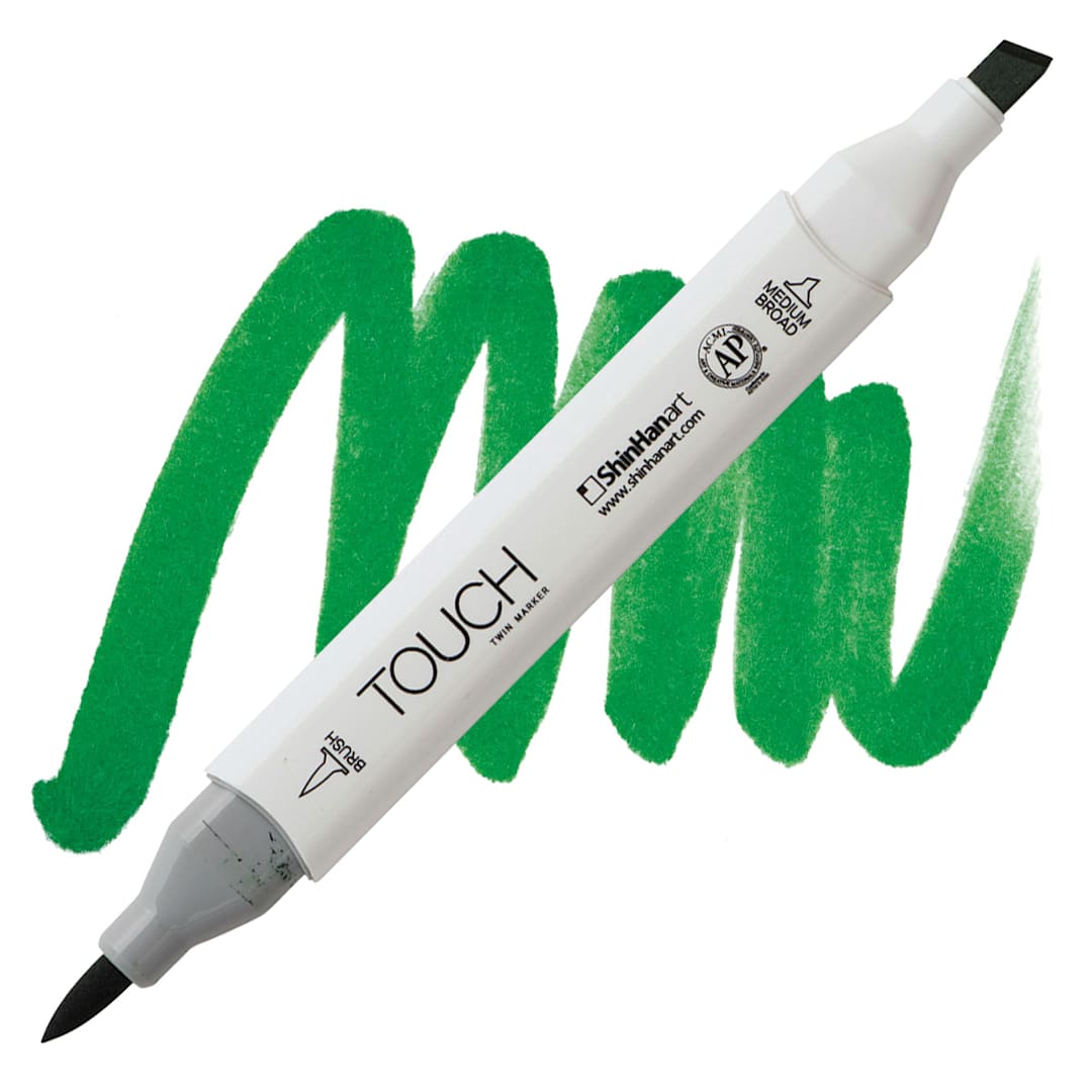 Open in modal - ShinHan Touch Twin Brush Marker - Green Deep G243 marker and swatch