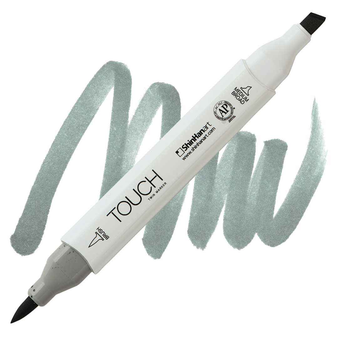 Open in modal - ShinHan Touch Twin Brush Marker - Green Grey 5 marker and swatch