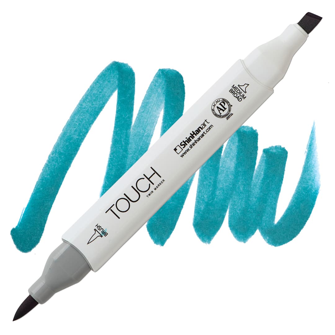 Open in modal - Shinhan Touch Twin Brush Marker - Indian Blue marker marker and swatch